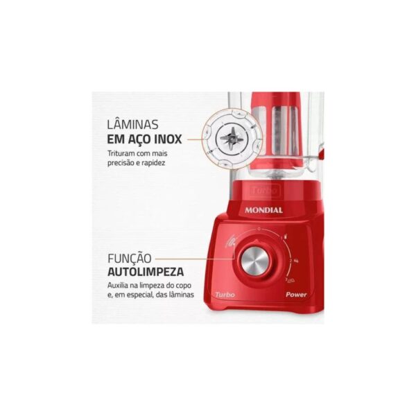 Liquidificador L-99 Fr Turbo Power 550w De Potência Cor Vermelho Mondial 127V - Image 7