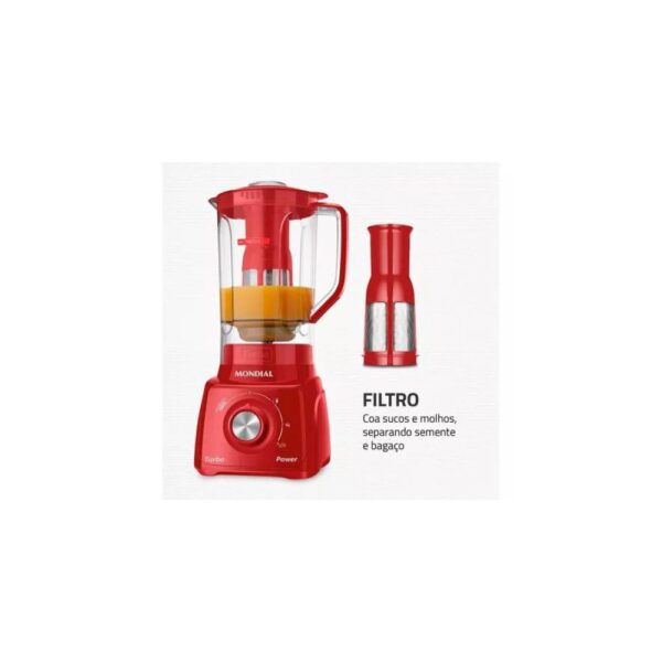 Liquidificador L-99 Fr Turbo Power 550w De Potência Cor Vermelho Mondial 127V - Image 5