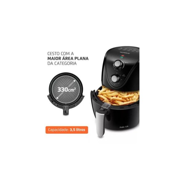 Fritadeira Elétrica AF-31 Sem Óleo Com Tecnologia De Circulação De Ar Quente 3,5L Cor Preto Mondial 127V - Image 3