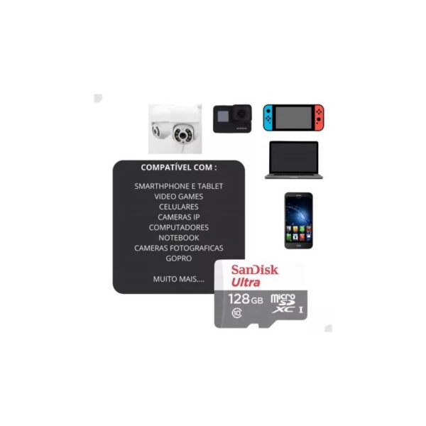 Cartão Memoria SanDisk Ultra SDSQUNR-128G-GN3MA 128gb Micro Sd Adaptador - Image 3