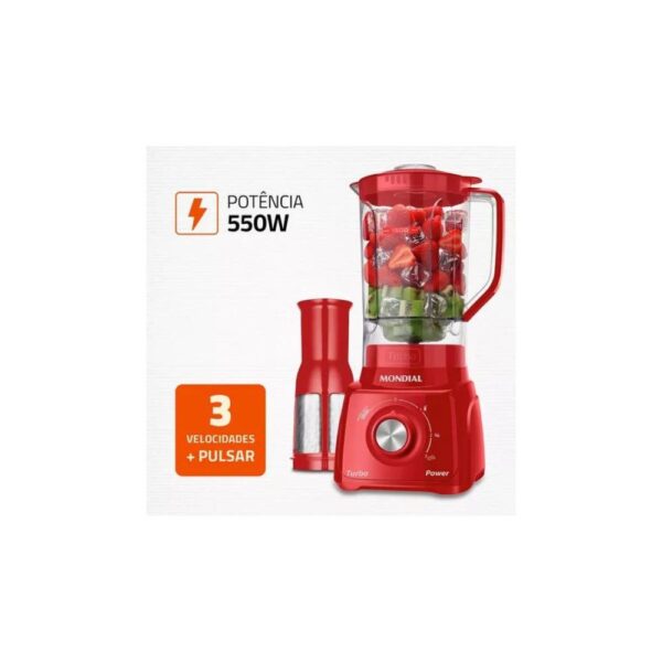 Liquidificador L-99 Fr Turbo Power 550w De Potência Cor Vermelho Mondial 127V - Image 2