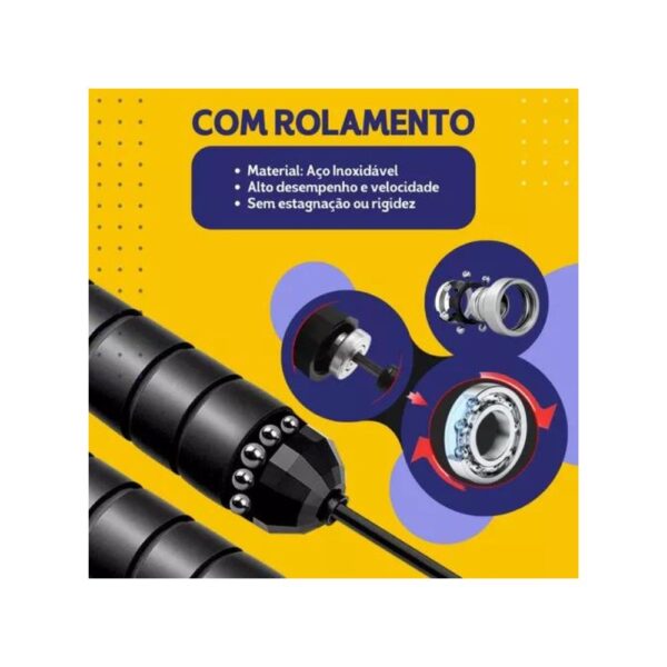 Corda De Pular Cross Speed Rope Rolamento Profissional Fit PDO Preto - Image 2