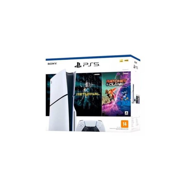 Playstation Ps5 Slim Standard + jogos Ratchet Clank and Returnal Branco 1 TB